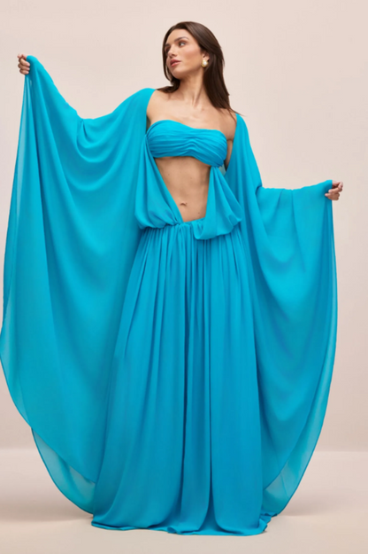 Eugenia Asymmetric Draped Maxi Dress