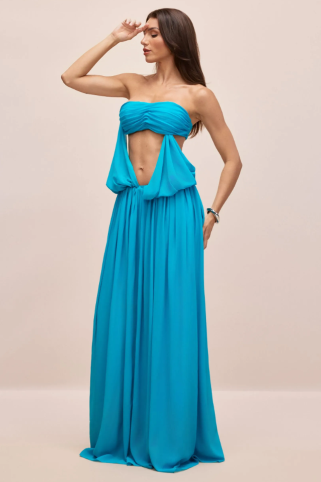Eugenia Asymmetric Draped Maxi Dress