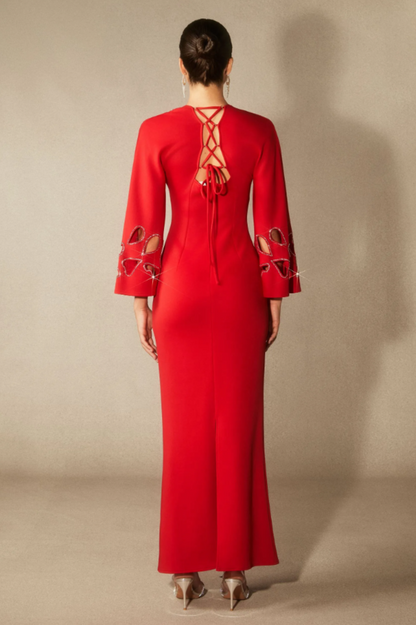 Sharon Long Sleeve Hollow Maxi Dress