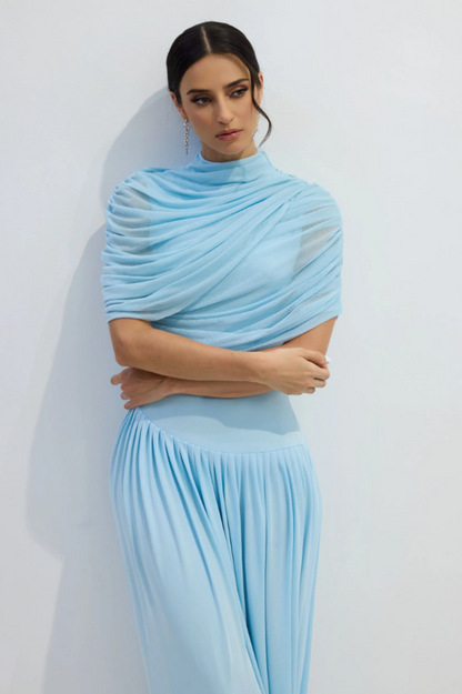 Catherine Asymmetrical Pleated Maxi Dress
