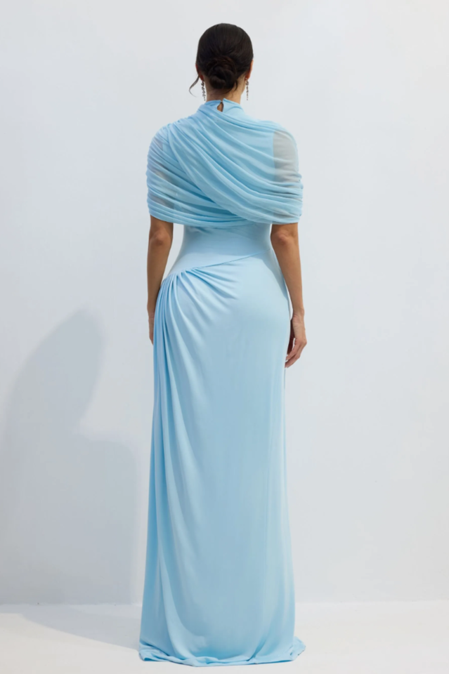 Catherine Asymmetrical Pleated Maxi Dress