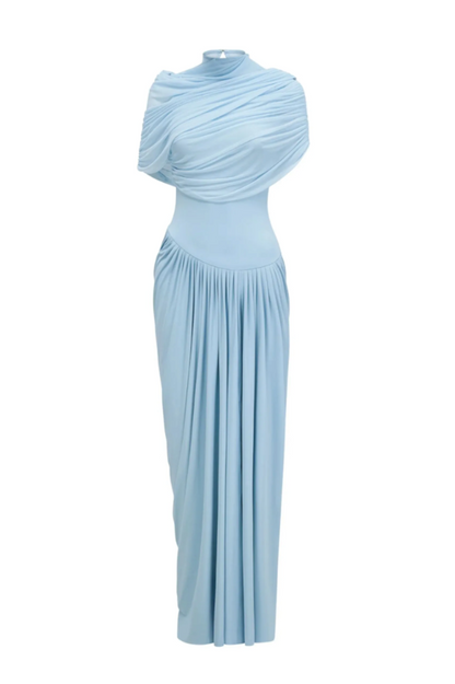 Catherine Asymmetrical Pleated Maxi Dress