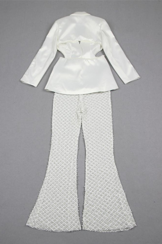 Ossie Pearl Embellished Cutout Blazer Set