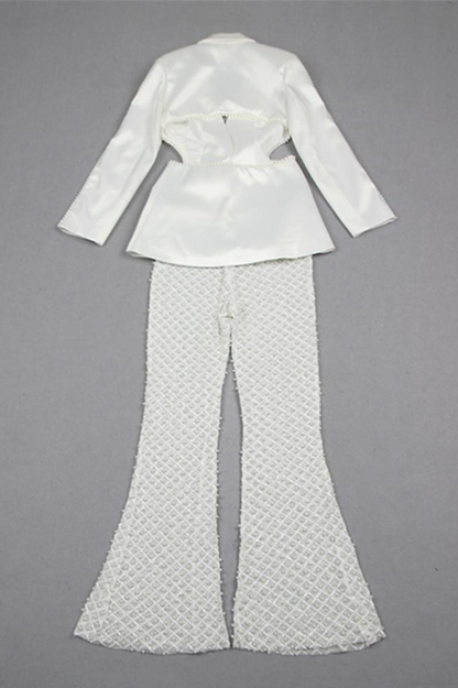 Ossie Pearl Embellished Cutout Blazer Set