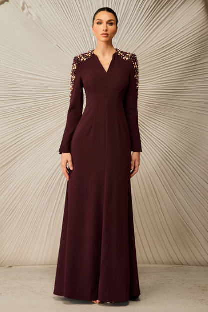 Abigail Embellished V-Neck Maxi Dress