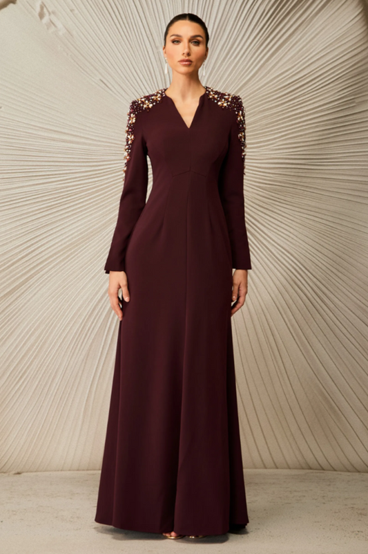 Abigail Embellished V-Neck Maxi Dress