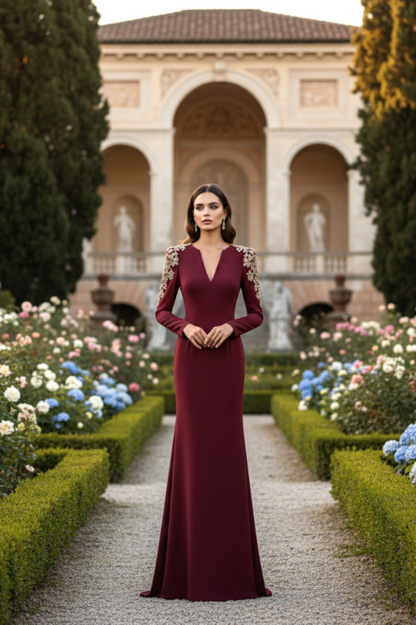 Abigail Embellished V-Neck Maxi Dress