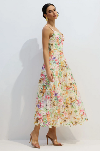 Diana Floral Embroidered Lace Midi Dress
