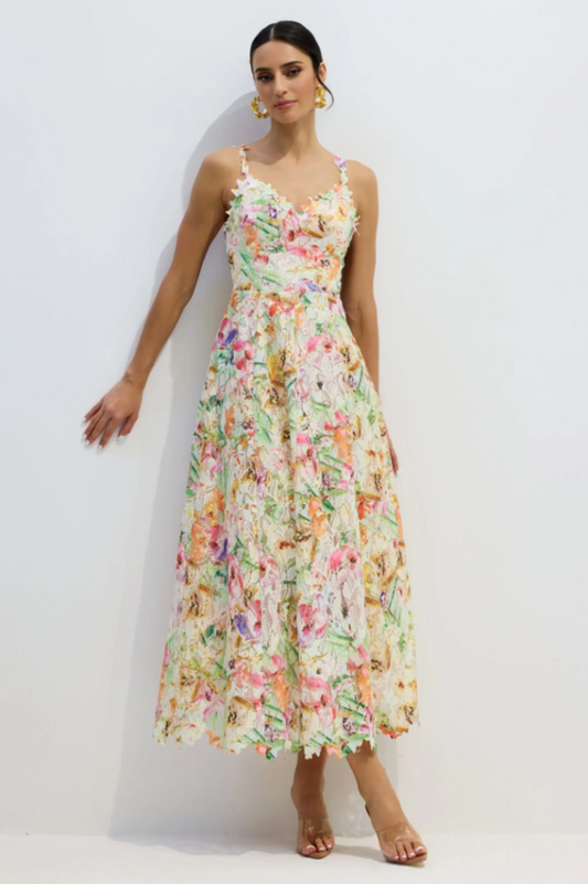 Diana Floral Embroidered Lace Midi Dress