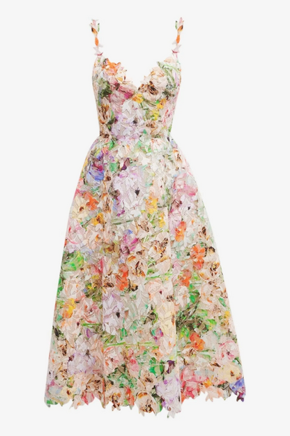 Diana Floral Embroidered Lace Midi Dress