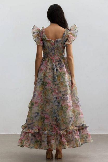 Sarah Ruffle Chiffon Maxi Dress