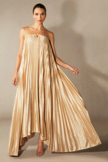 Louisa Strapless Pleated Maxi Dress
