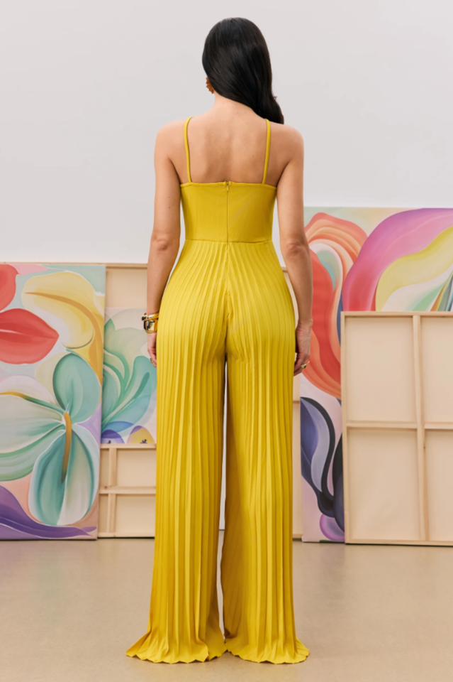 Jessica Flower Applique Pleated Jumpsuit