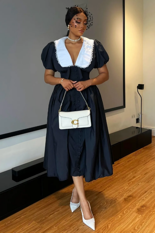 Athena Puff Sleeve Midi Dress