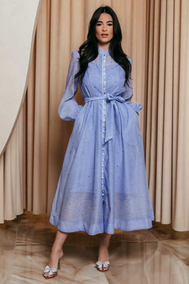 Emelia Crystal Embellished Sheer Maxi Dress