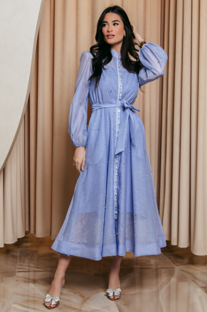 Emelia Crystal Embellished Sheer Maxi Dress