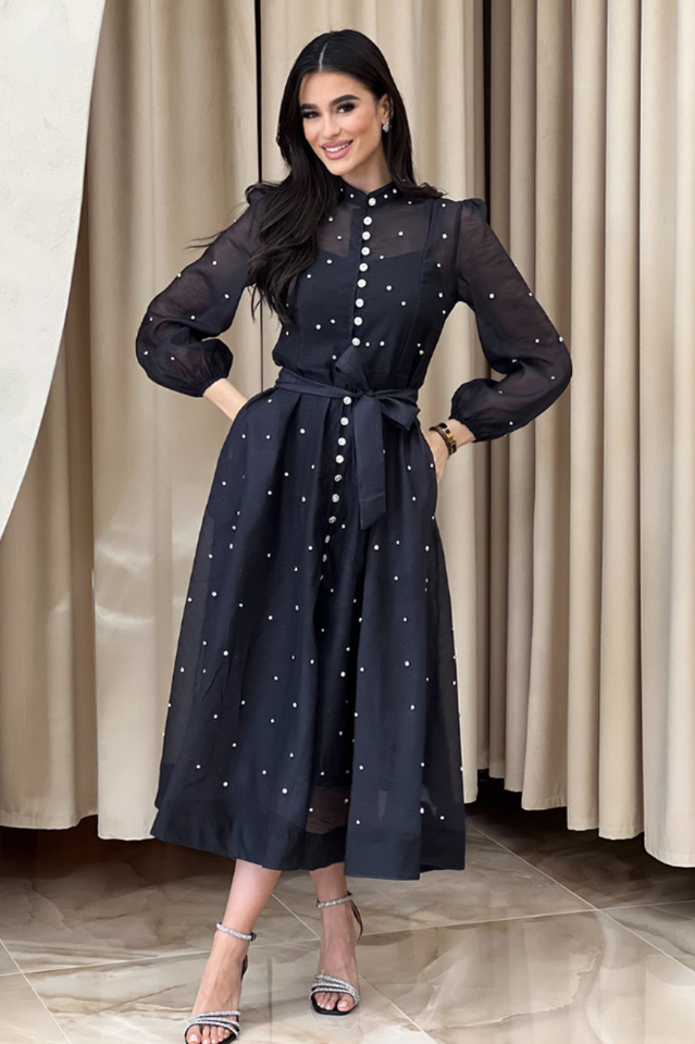 Emelia Crystal Embellished Sheer Maxi Dress