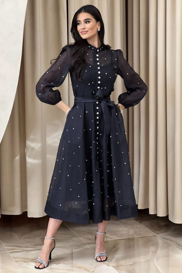 Emelia Crystal Embellished Sheer Maxi Dress