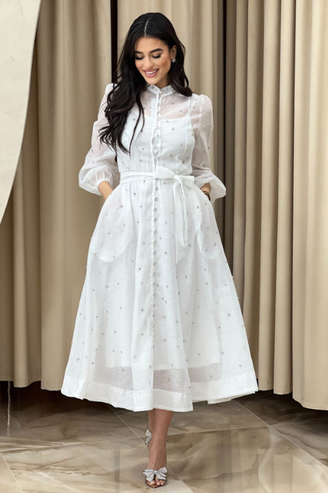 Emelia Crystal Embellished Sheer Maxi Dress