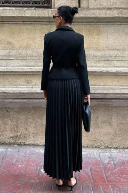 Florence Belted Blazer Pleated Skirt Set