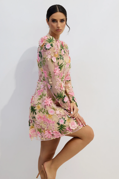 Lara Floral Applique Mini Dress