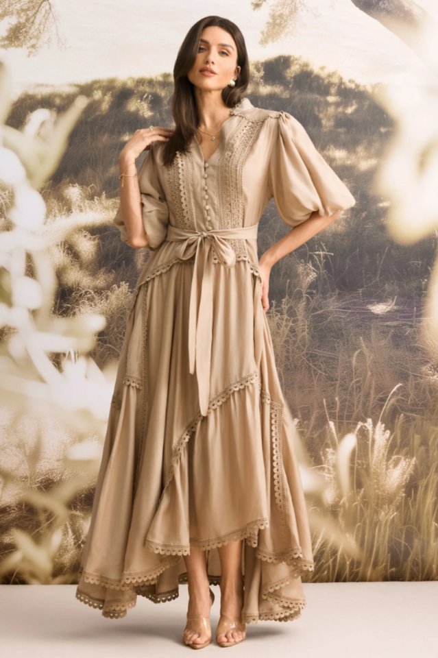 Penelope Lace Trim Maxi Dress