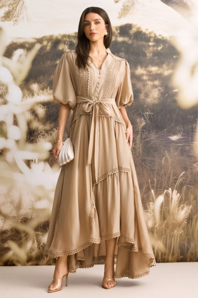 Penelope Lace Trim Maxi Dress