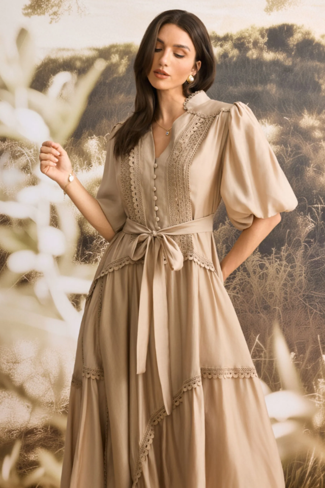 Penelope Lace Trim Maxi Dress