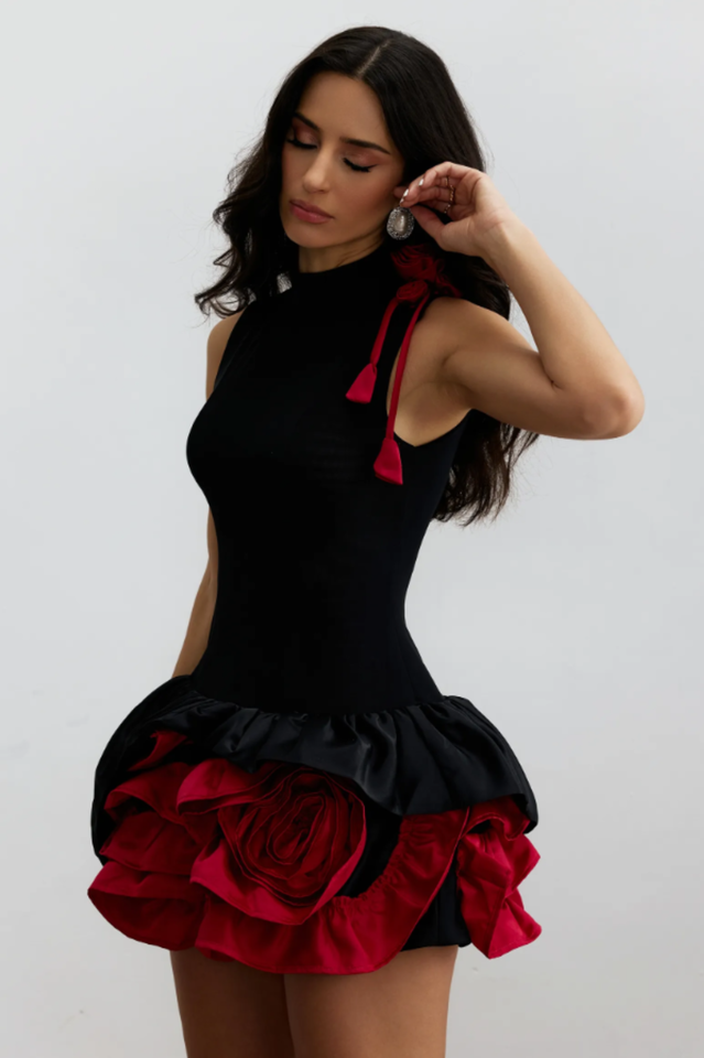 Fiona Floral Applique Layered Ruffle Dress