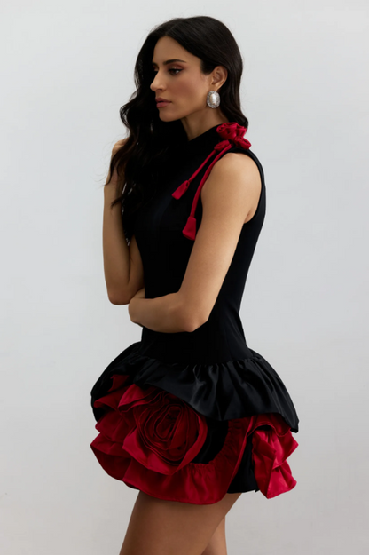 Fiona Floral Applique Layered Ruffle Dress