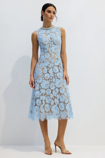 Ariana Floral Lace Sleeveless Midi Dress