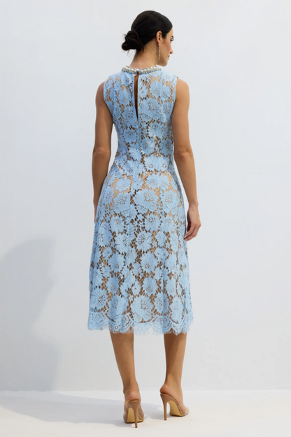 Ariana Floral Lace Sleeveless Midi Dress