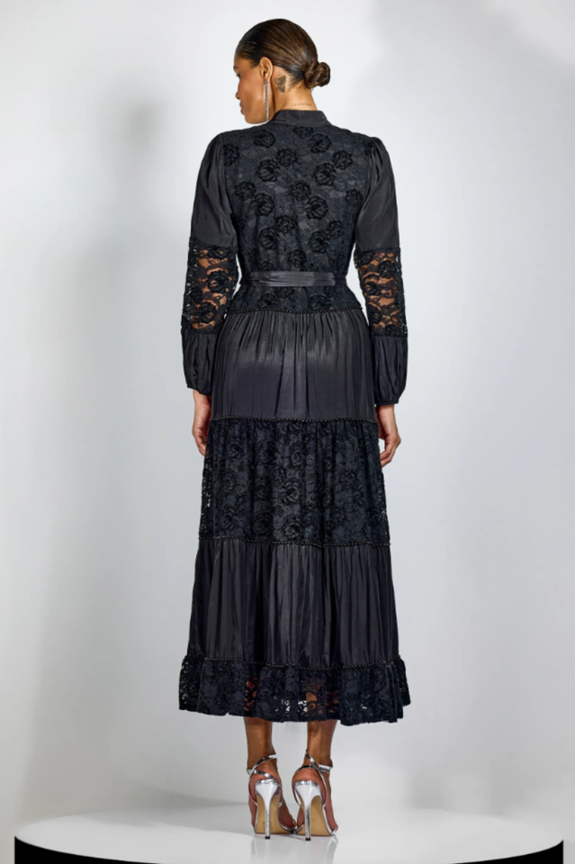 Quenna Lace Panel Midi Dress