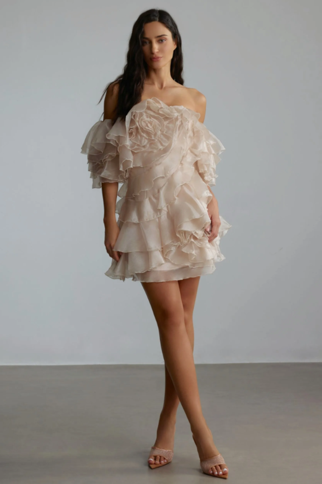 Estra Floral Tulle Mini Dress