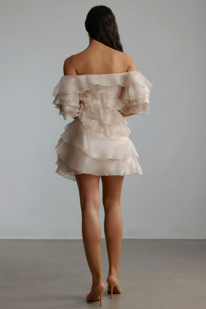 Estra Floral Tulle Mini Dress