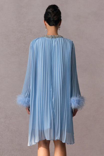 Gabrielle Diamante Feathered Pleated Mini Dress
