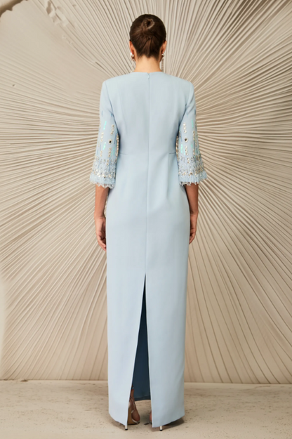 Julia Crew Neck Embroidered Maxi Dress