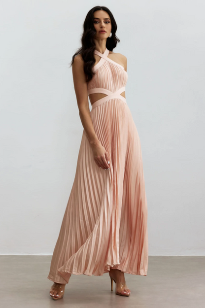 Eliza Pleated Cutout Maxi Dress