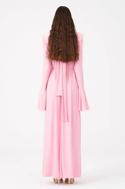 Yedda Flower Trimmed Pleated Maxi Dress