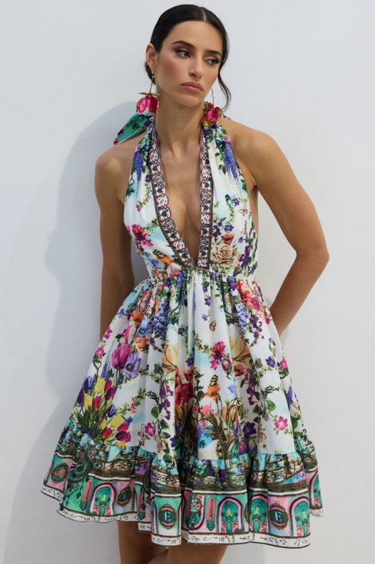 Alice Floral Print Halter Neck Mini Dress