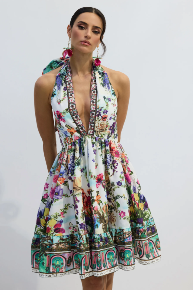 Alice Floral Print Halter Neck Mini Dress