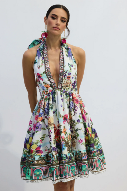 Alice Floral Print Halter Neck Mini Dress
