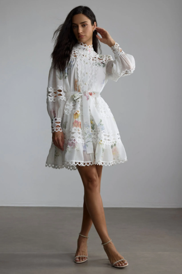 Alice Floral Print Lace Panelled Mini Dress