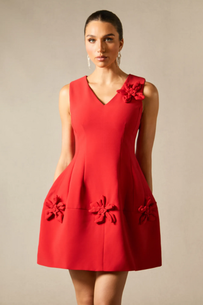 Bertina Floral Applique Mini Dress