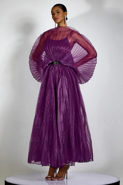 Amanda Semi-sheer Pleated Maxi Dress