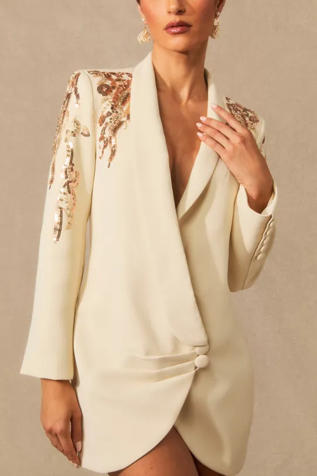 Kallie Sequin Embellished Blazer Mini Dress