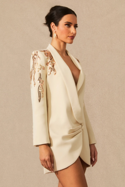 Kallie Sequin Embellished Blazer Mini Dress