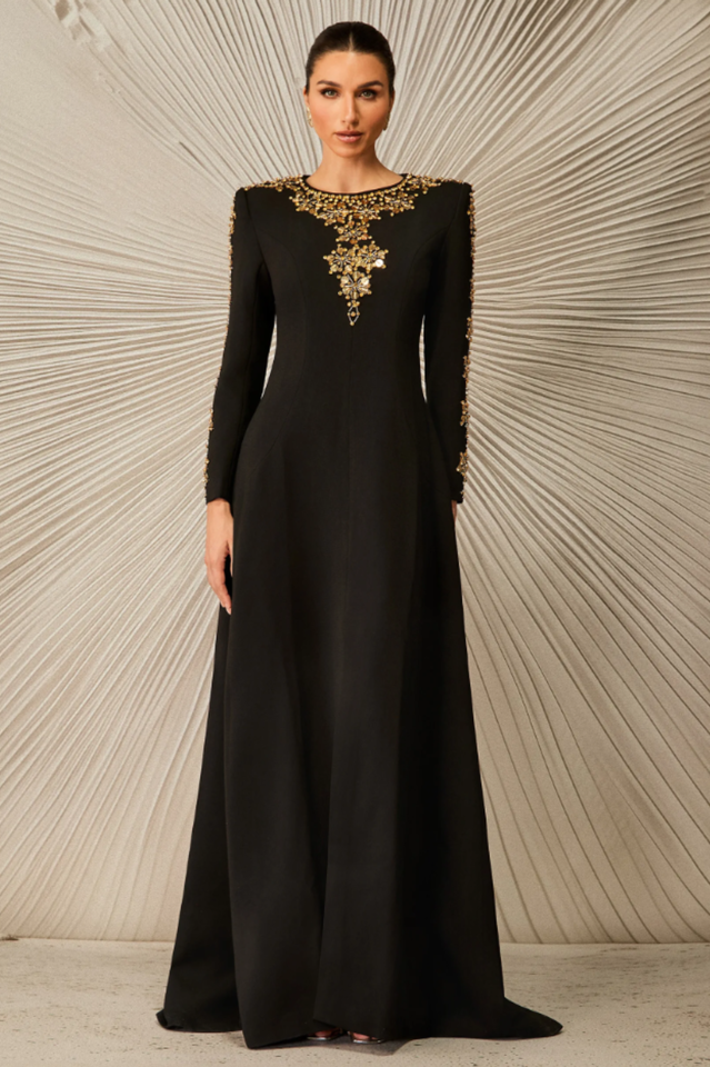 Aria Embellished Long Sleeve Maxi Dress