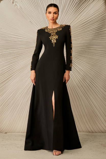 Aria Embellished Long Sleeve Maxi Dress