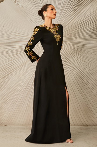 Aria Embellished Long Sleeve Maxi Dress